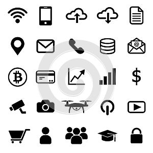 Technology and connection icons set