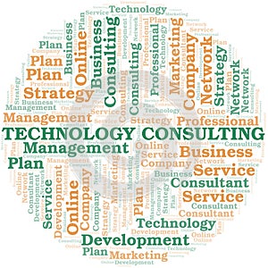 Technology Consulting typography vector word cloud.