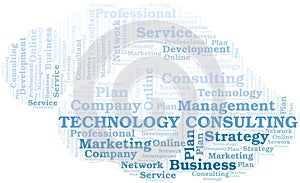 Technology Consulting typography vector word cloud.