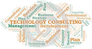 Technology Consulting typography vector word cloud.
