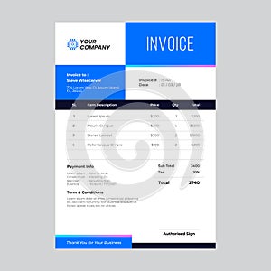 Technology Corporate Blue Invoice Template