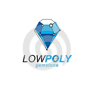 Technology corporate logotype. Vector abstract 3D mesh object, d