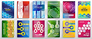 Technology cover vector set. Brochure template layout, flyer design for magazines, annual reports, advertising posters