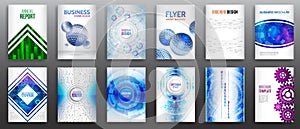 Technology cover vector set. Brochure template layout, flyer design for magazines, annual reports, advertising posters
