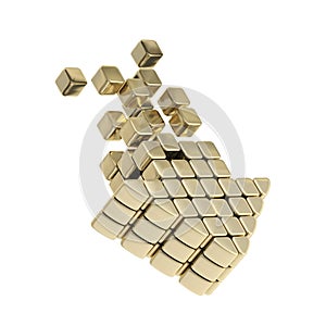 Technology cube arrow golden emblem icon