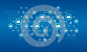 Technology cyber cloud network and connection background