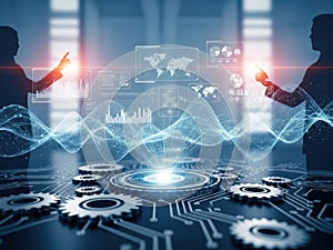 Technology and data analysis concept isolated on white background isolated on white background