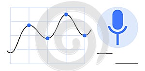 Voice Data Analysis Concept with Graph Visualization and Microphone Icon for Audio Analytics