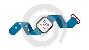 technology data with applications in smartwatch. stock illustration