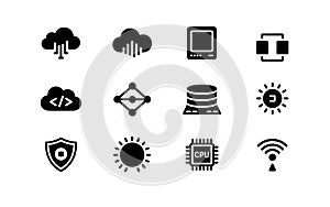 Technology and Data Icons Set cloud network AI-Generated