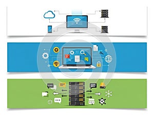 Technology and data processing diagram isolated on white background