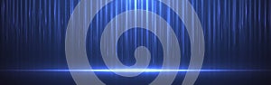 Technology data stream background with vertical glowing lines. Futuristic light effect with digital matrix. Big data visualization