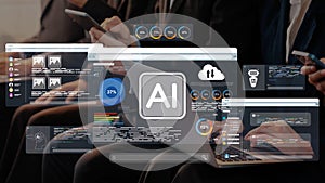Technology and Data Visualization Theme with AI Concept for Digital Interface Design, Data Analysis Tools, and User