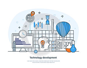 Technology development process, programming and coding technologies concept
