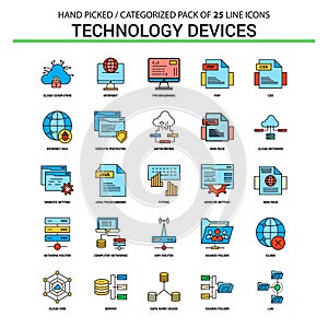 Technology Device Flat Line Icon Set - Business Concept Icons De