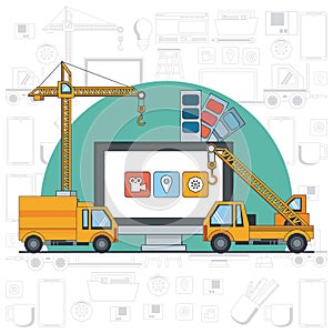 Technology device maintenance support cartoon