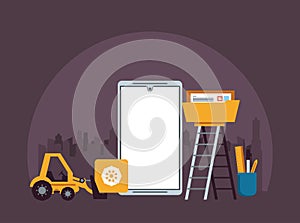 Technology device maintenance support cartoon