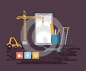 Technology device maintenance support cartoon