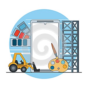 Technology device maintenance support cartoon