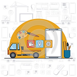 Technology device maintenance support cartoon