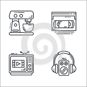 Technology devices line icons. linear set. quality vector line set such as woofer, television, videotape