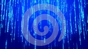 Technology digital data background with binary code falling