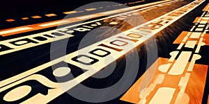 Technology digital data binary code matrix with abstract glowing pattern
