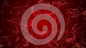 Technology Digital Network Line and Dots Connection. Cyberspace Abstract Background Red Color. 3d rendering