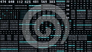 Technology Digital Number Decimal Statistics Data Sampling Simulation Illustration Background. UI Virtual Reality Digit Random