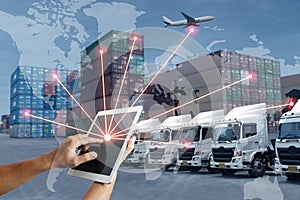 Technology direct with logistics transportation with AI people and worldwide photo