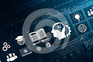 Technology education using AI systems, Artificial Intelligence (AI) technology concept and education,