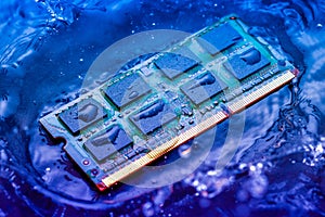 Technology electronic concept. cpu ram computer Fall into