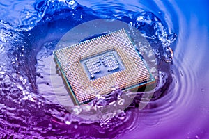 Technology electronic concept. cpu ram computer Fall into