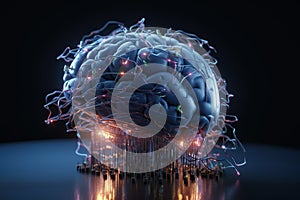 Technology and engineering concept. Artificial Intelligence, AI, machine learning, Big data, cyber mind domination, Chat