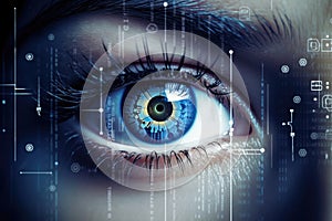 Technology futuristic computer vision secure future identification scan eye concept digital