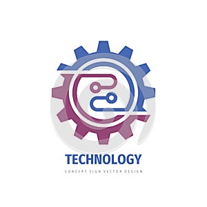 Technology gear concept business logo template design. Cogwheel mechanic sign. Computer electronic network SEO icon. Graphic