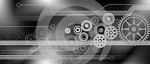 Technology gears cogs background integration. technology banner background. vector illustration.