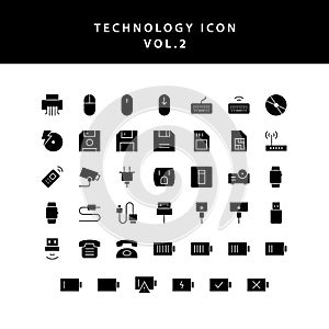 Technology glyph style  icon set vol2