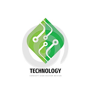 Technology green leaf - concept logo design. Nature electronic sign. Vector illustration. Ecology industry.