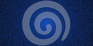 Vector Illustration design. Blue matrix binary datum code, grid pixel pattern background. 0 and 1 numbers of program code