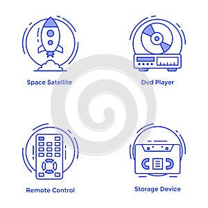 Technology and Hardware Line Icons Set