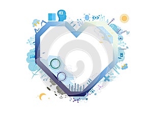 Technology heart frame with corner vector illustration graphic EPS 10