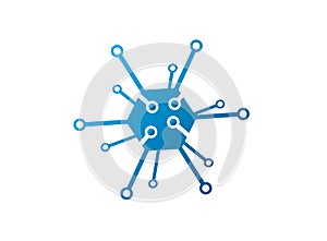 Technology hexagon icon for logo design illustrator, high tech symbol
