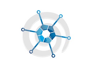 Technology hexagon icon for logo design illustrator, high tech symbol
