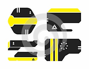 Technology HUD element interface border frame, abstract set GROM sticker illustration vector editable photo