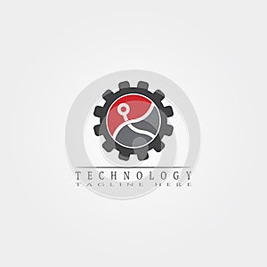 Technology icon template, creative vector logo design, connection, illustration elements