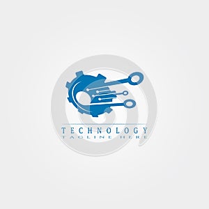 Technology icon template, creative vector logo design, connection, illustration elements