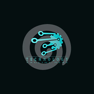 Technology icon template, creative vector logo design, connection, illustration elements