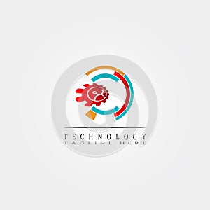 Technology icon template, creative vector logo design, connection, illustration elements