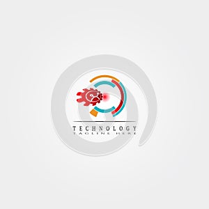 Technology icon template, creative vector logo design, connection, illustration elements